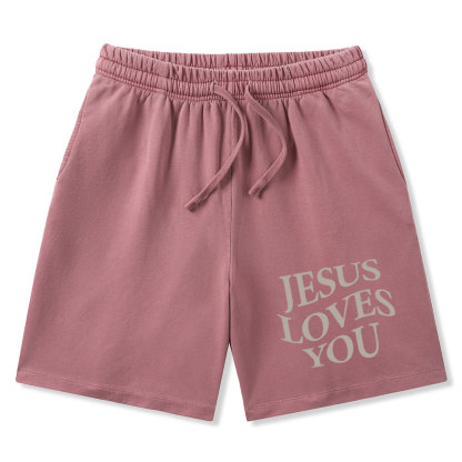 Jesus Love You Christian Washed Shorts