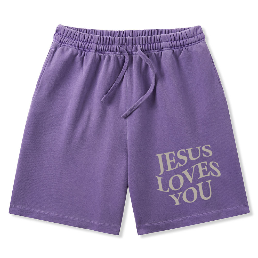 Jesus Love You Christian Washed Shorts