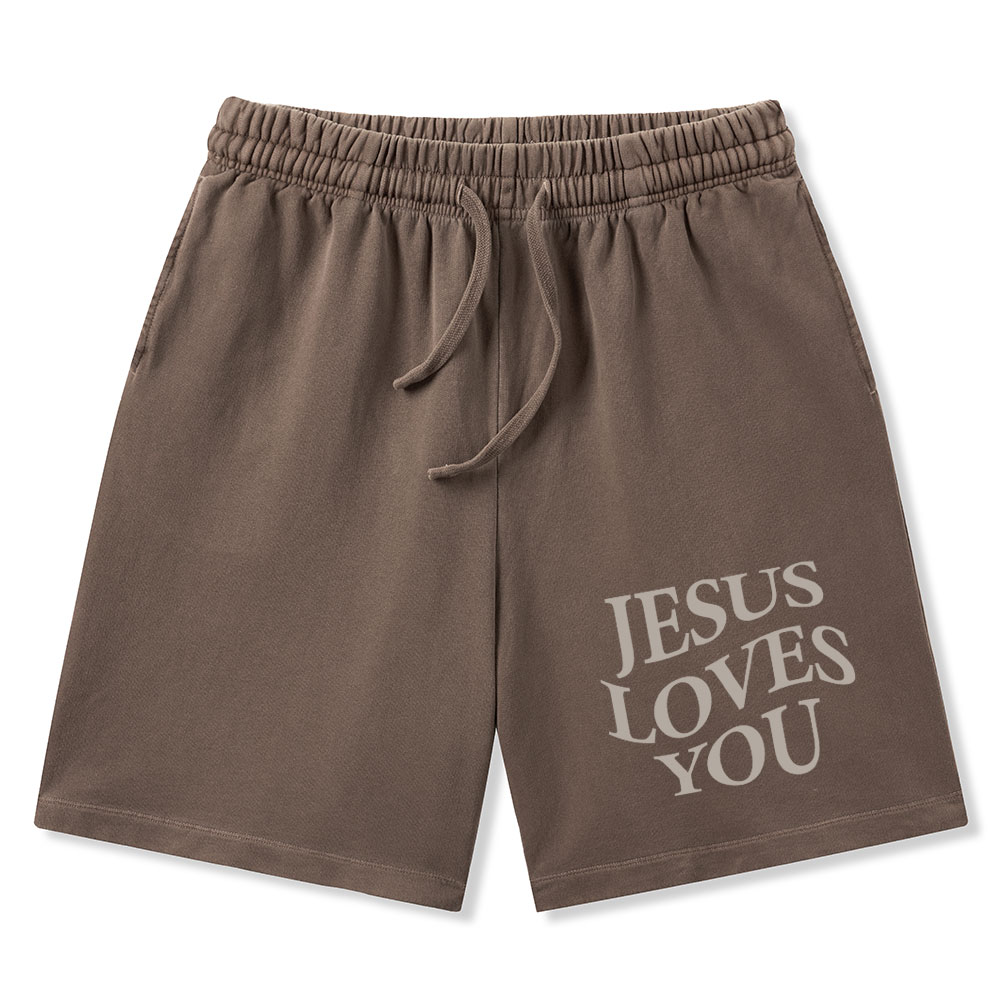 Jesus Love You Christian Washed Shorts