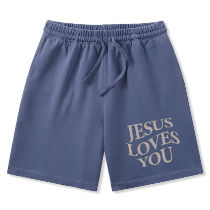 Jesus Love You Christian Washed Shorts