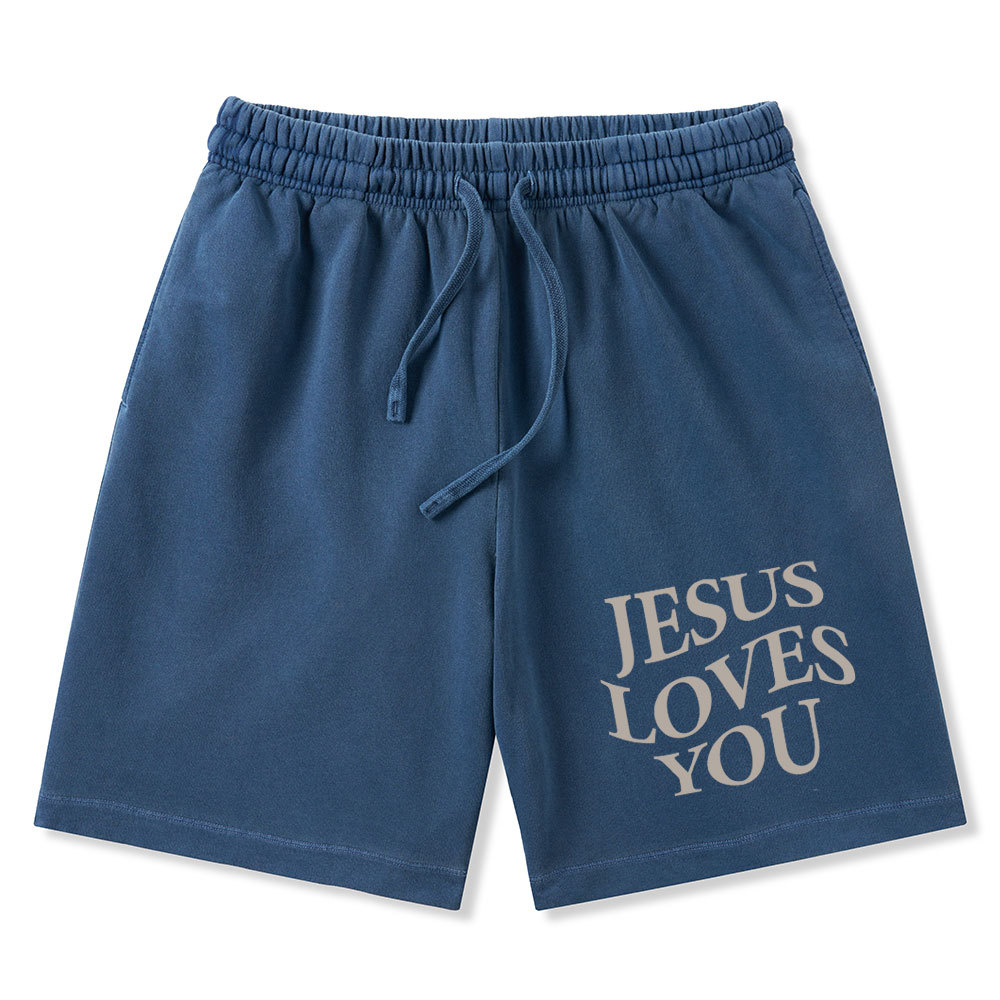 Jesus Love You Christian Washed Shorts