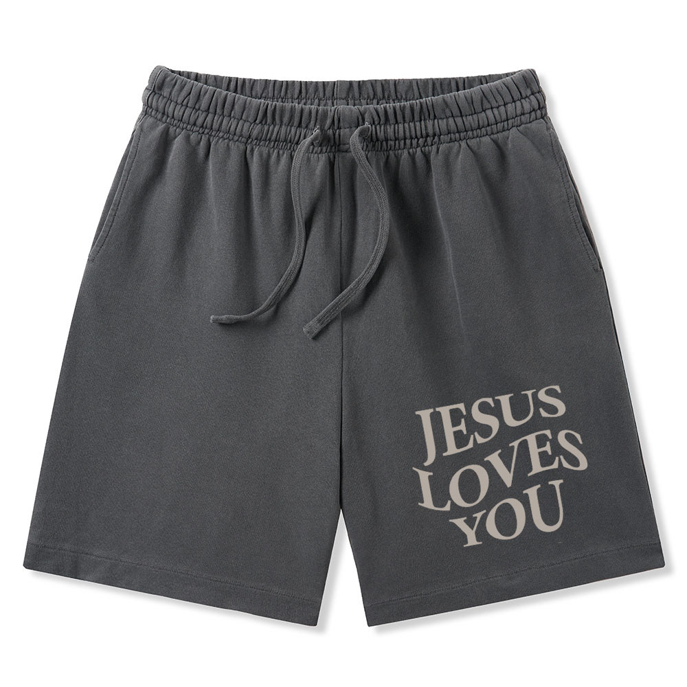 Jesus Love You Christian Washed Shorts