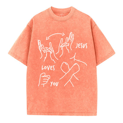 Jesus Love You Christian Washed T-Shirt