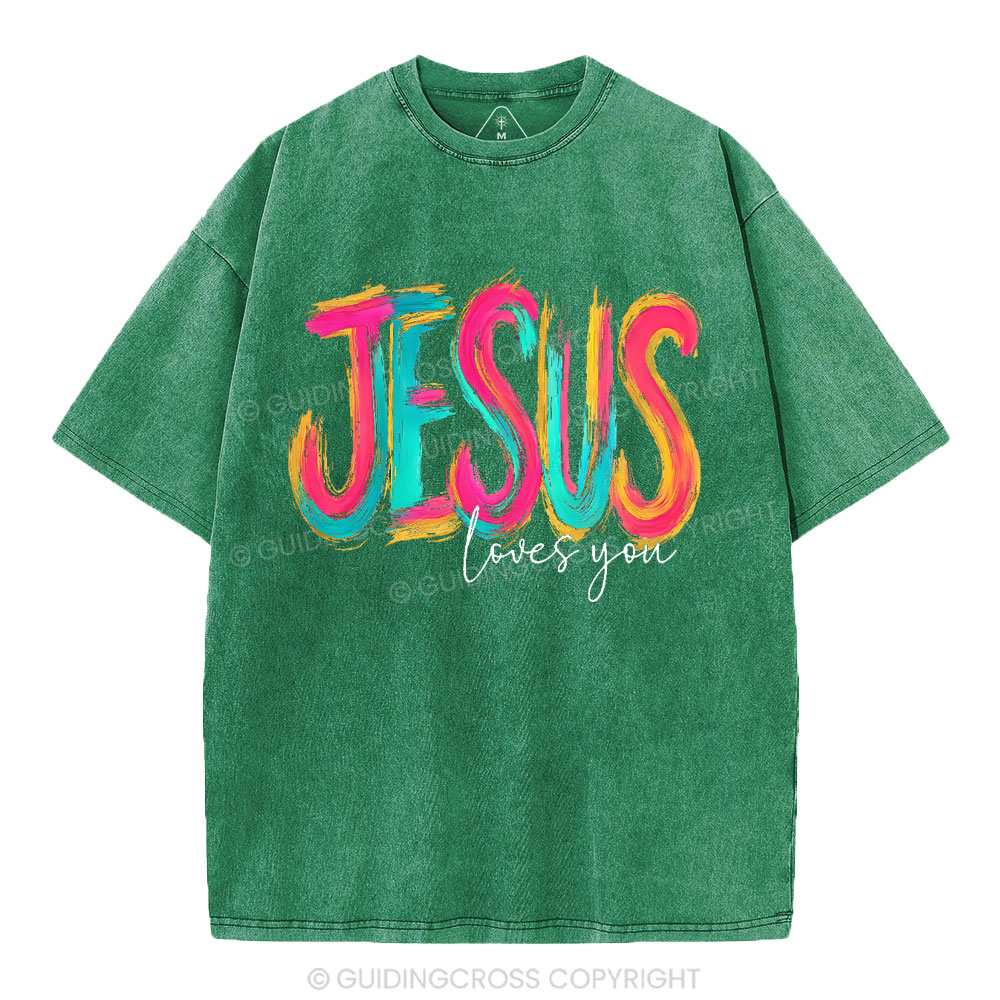 Jesus Love You Christian Washed T-Shirt