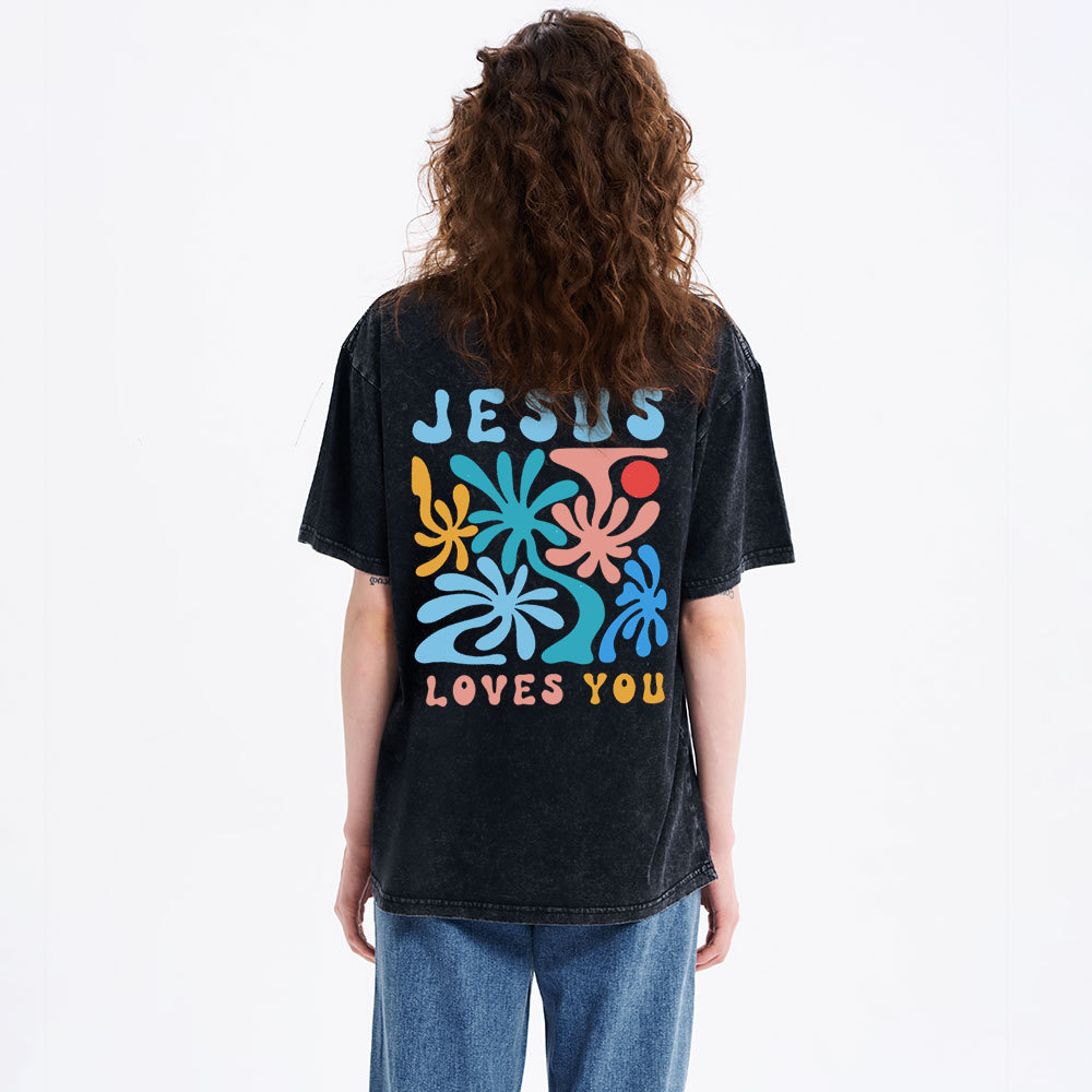 Jesus Love You Christian Washed T-Shirt