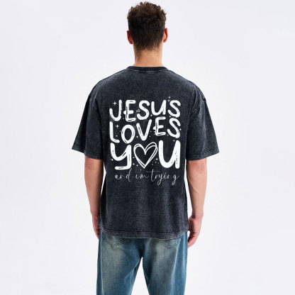 Jesus Love You Christian Washed T-Shirt