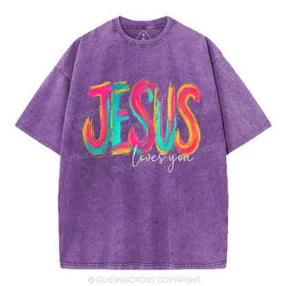 Jesus Love You Christian Washed T-Shirt