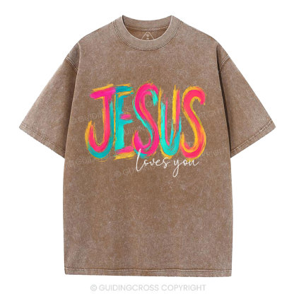 Jesus Love You Christian Washed T-Shirt