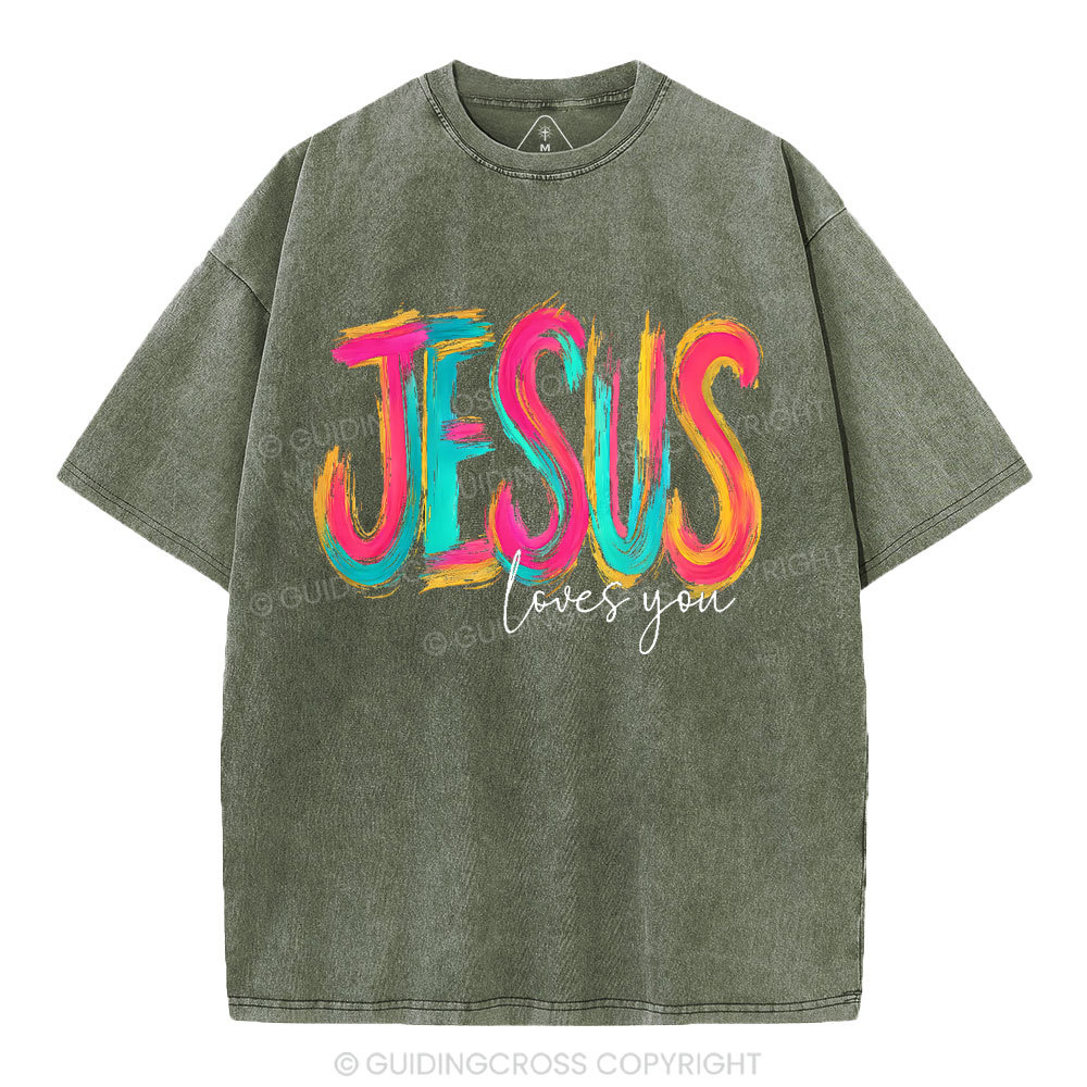 Jesus Love You Christian Washed T-Shirt