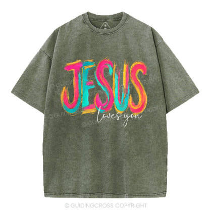 Jesus Love You Christian Washed T-Shirt