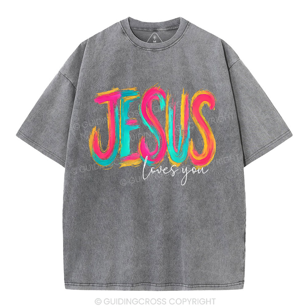 Jesus Love You Christian Washed T-Shirt