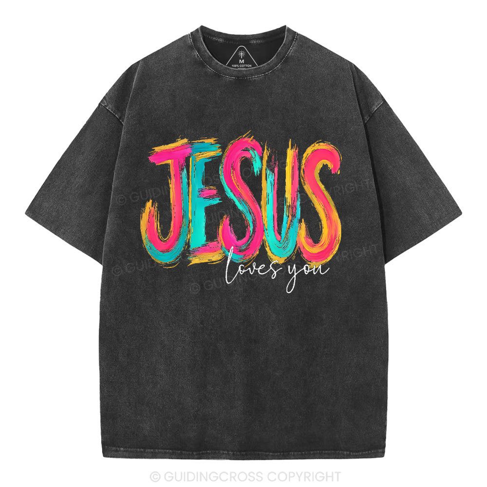 Jesus Love You Christian Washed T-Shirt