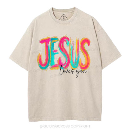 Jesus Love You Christian Washed T-Shirt
