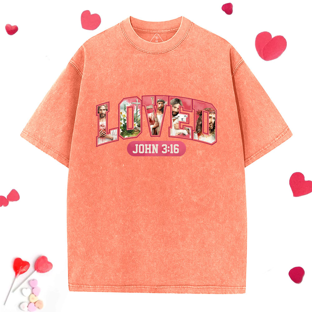 Jesus Loved Christian Washed T-Shirt