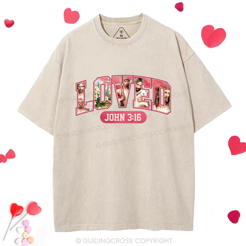 Jesus Loved Christian Washed T-Shirt