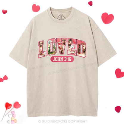 Jesus Loved Christian Washed T-Shirt