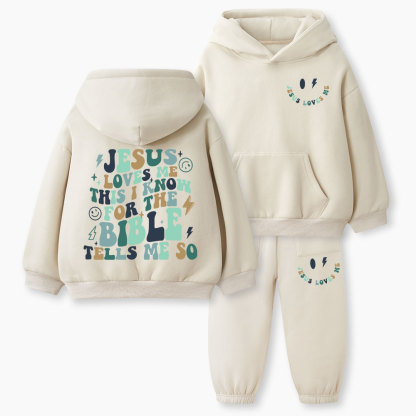 Jesus Loves Me Christian Kid Fleece Hoodie Set