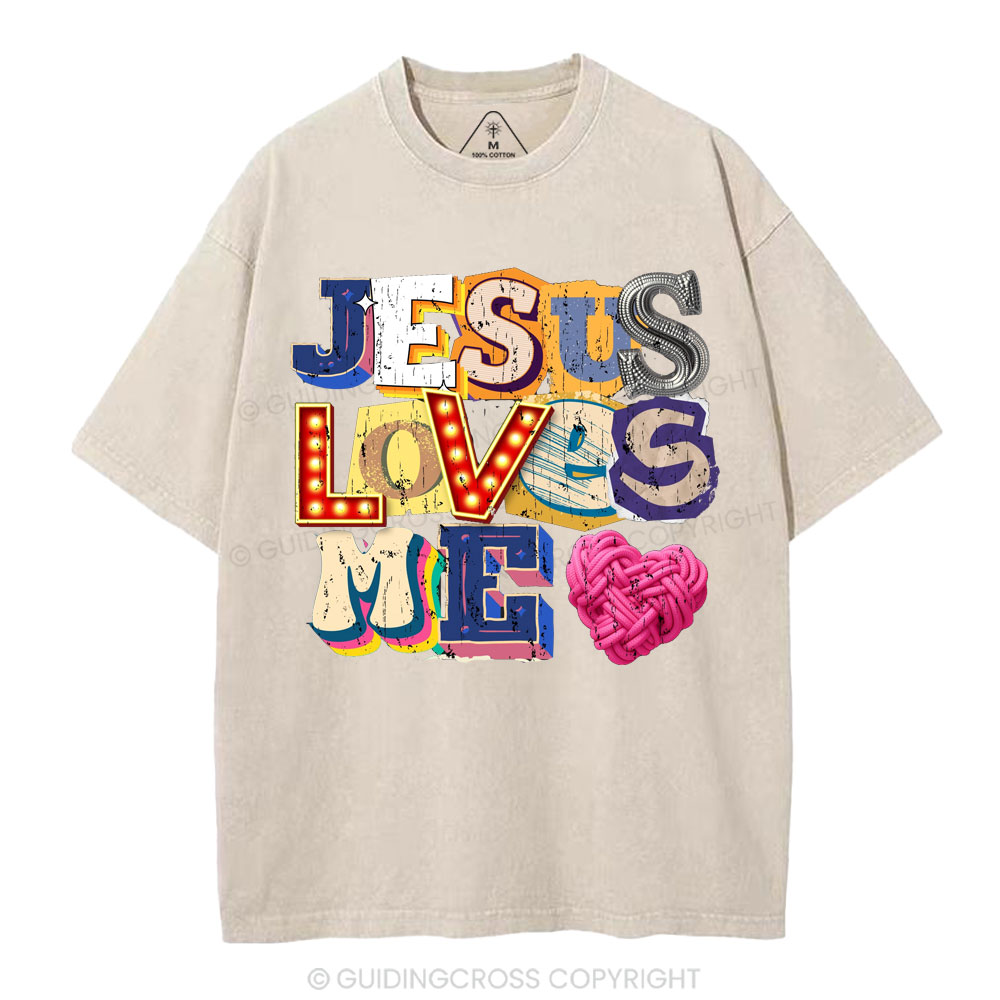 Jesus Loves Me Christian Washed T-Shirt