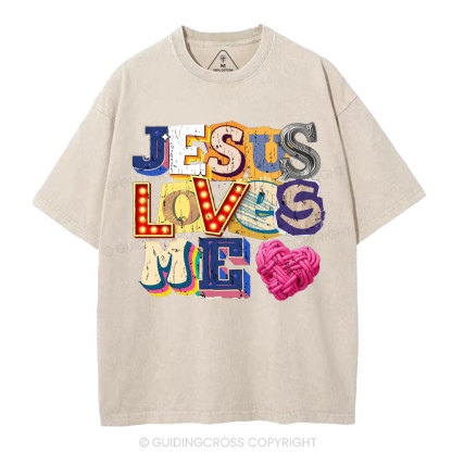 Jesus Loves Me Christian Washed T-Shirt