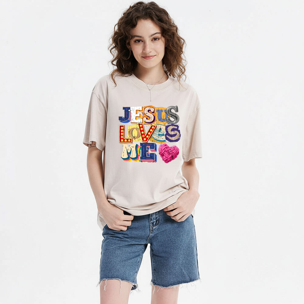 Jesus Loves Me Christian Washed T-Shirt