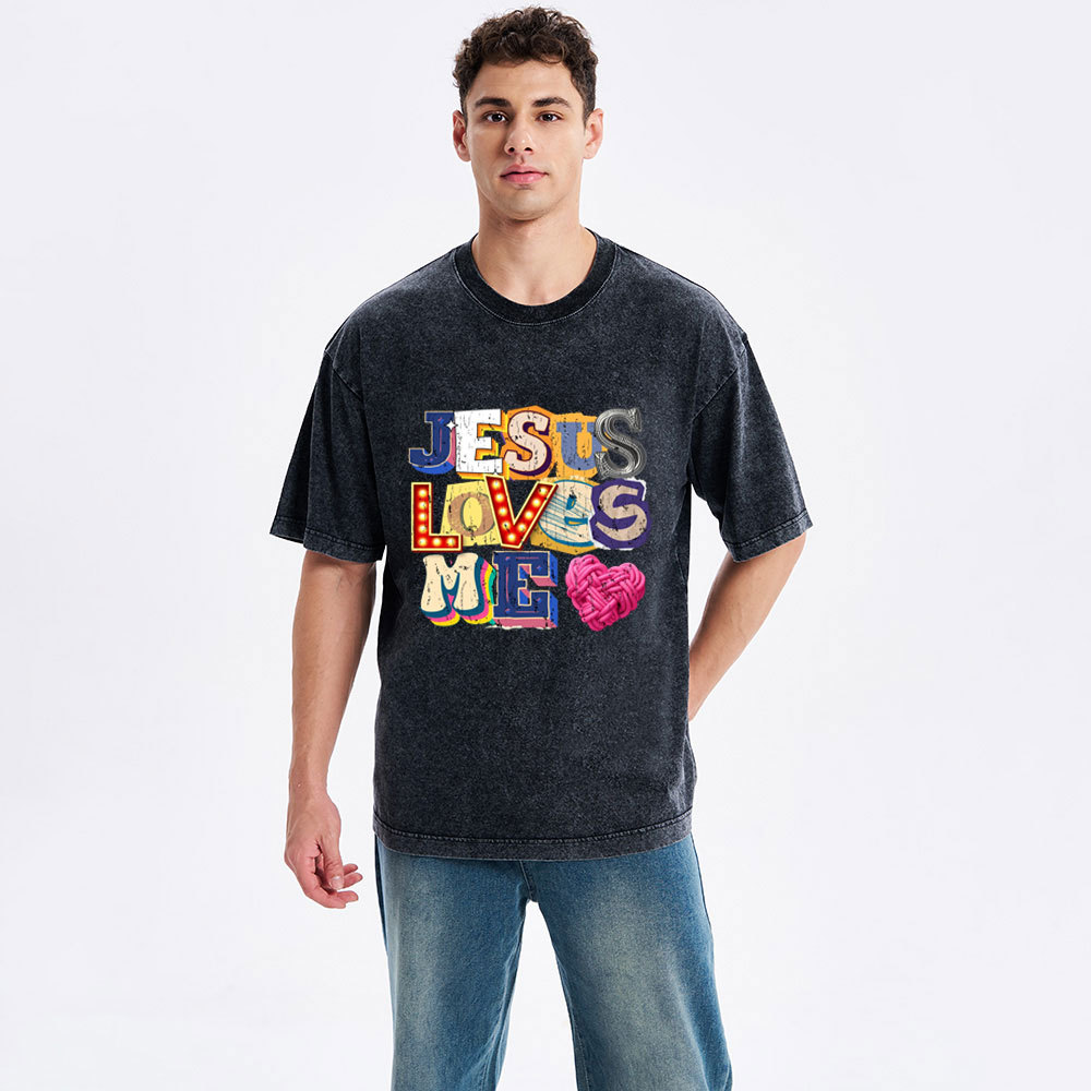 Jesus Loves Me Christian Washed T-Shirt