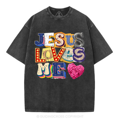 Jesus Loves Me Christian Washed T-Shirt