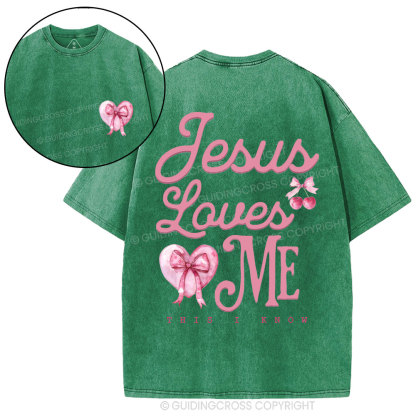 Jesus Loves Me Christian Washed T-Shirt