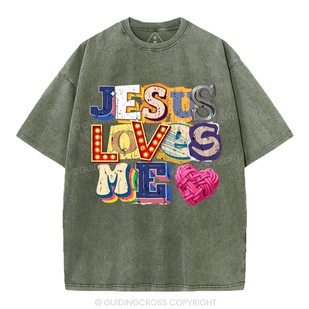 Jesus Loves Me Christian Washed T-Shirt