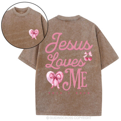 Jesus Loves Me Christian Washed T-Shirt