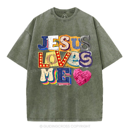 Jesus Loves Me Christian Washed T-Shirt