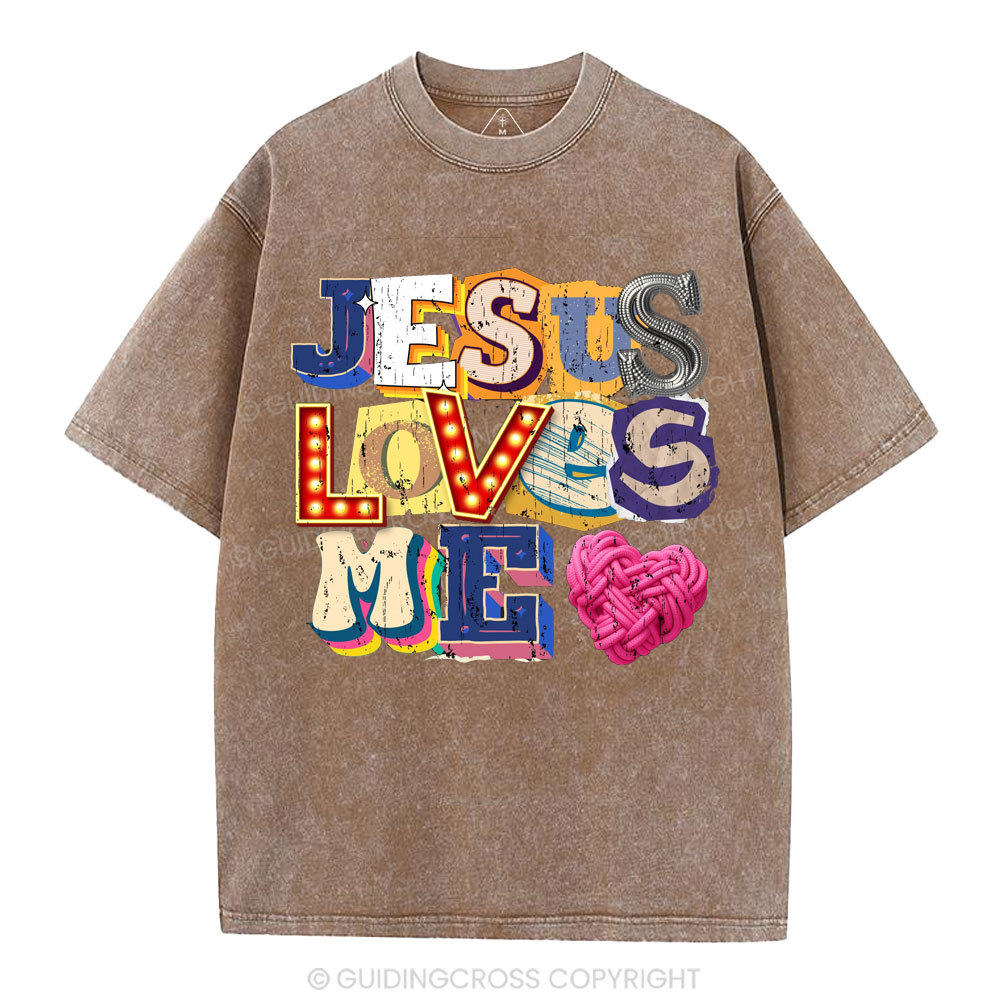 Jesus Loves Me Christian Washed T-Shirt