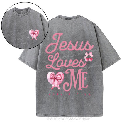 Jesus Loves Me Christian Washed T-Shirt