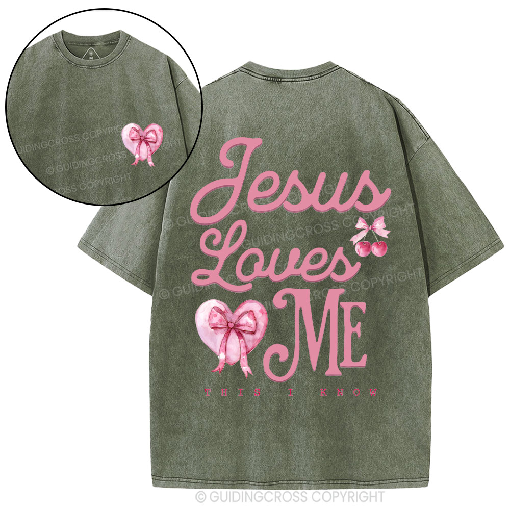 Jesus Loves Me Christian Washed T-Shirt
