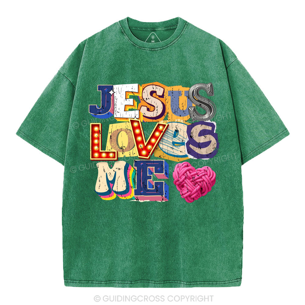 Jesus Loves Me Christian Washed T-Shirt