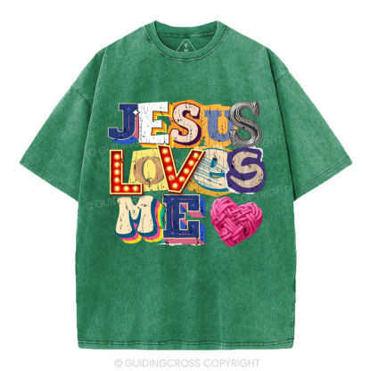 Jesus Loves Me Christian Washed T-Shirt