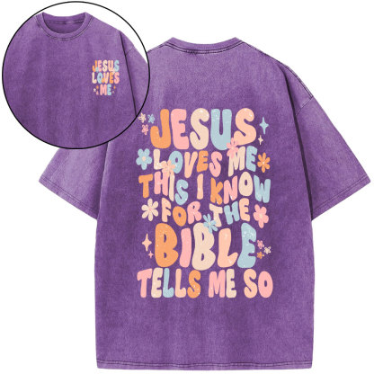 Jesus Loves Me This I Know Christian Washed T-Shirt