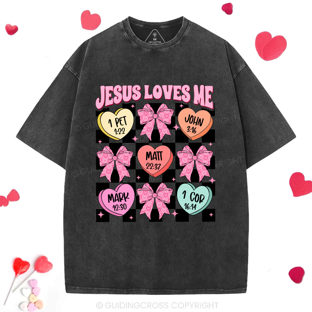 Jesus Loves Me Valentine Christian Washed T-Shirt