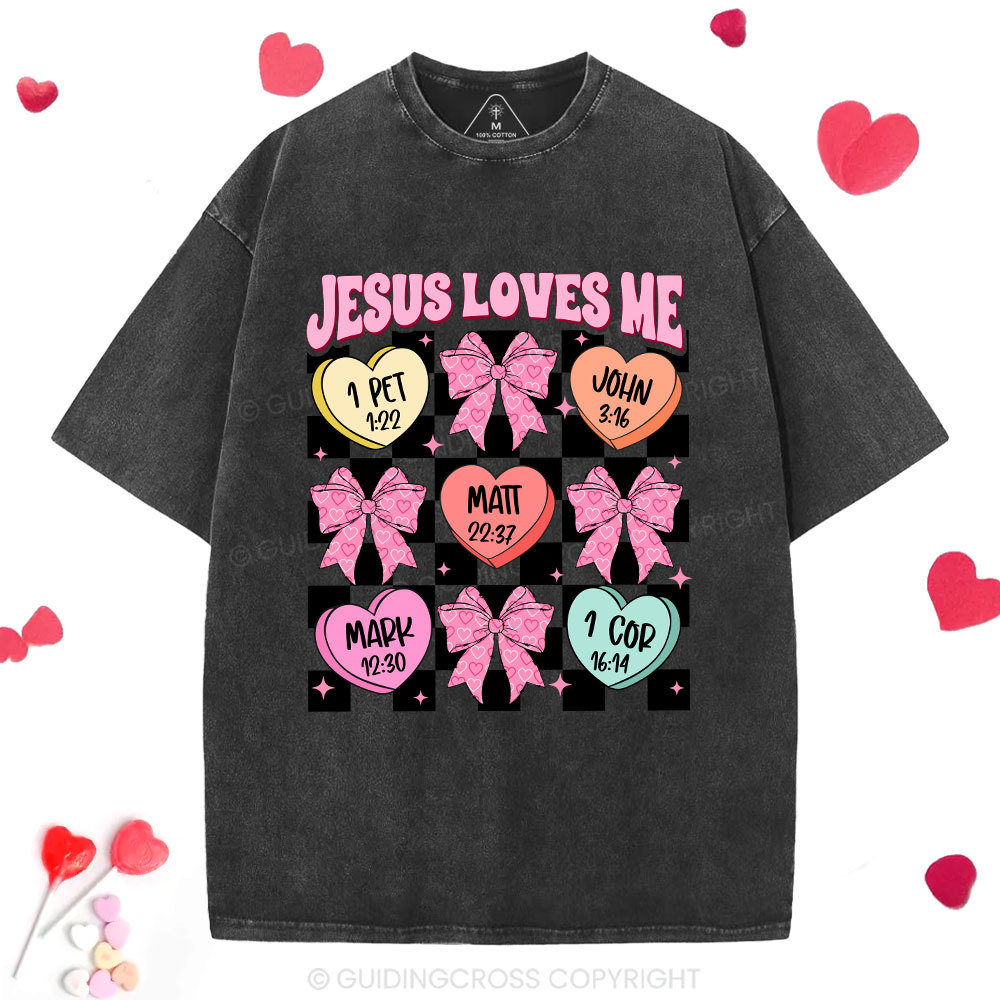 Jesus Loves Me Valentine Christian Washed T-Shirt