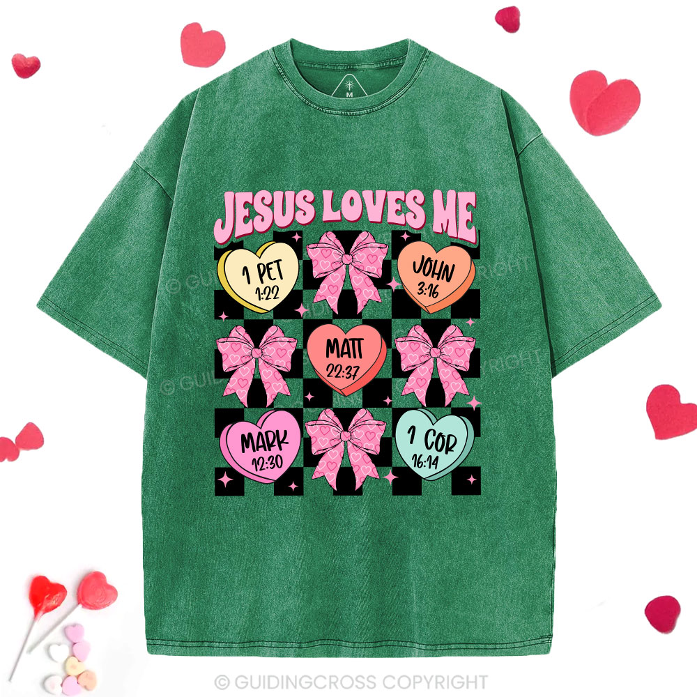 Jesus Loves Me Valentine Christian Washed T-Shirt