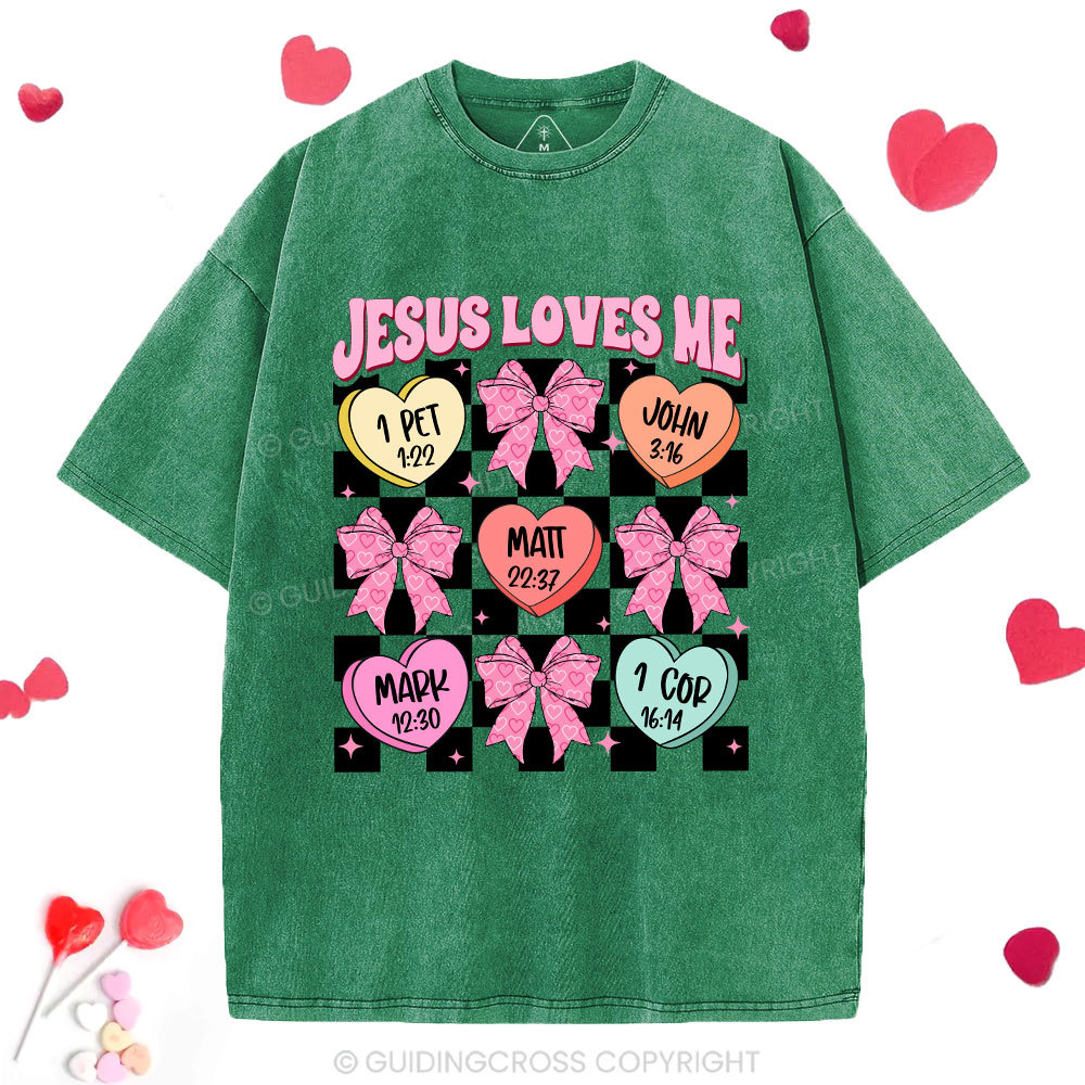 Jesus Loves Me Valentine Christian Washed T-Shirt