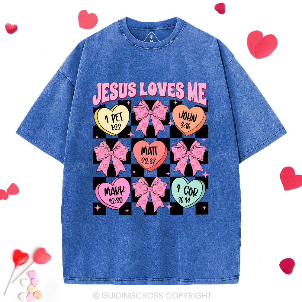 Jesus Loves Me Valentine Christian Washed T-Shirt