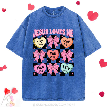 Jesus Loves Me Valentine Christian Washed T-Shirt