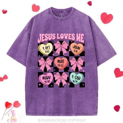 Jesus Loves Me Valentine Christian Washed T-Shirt