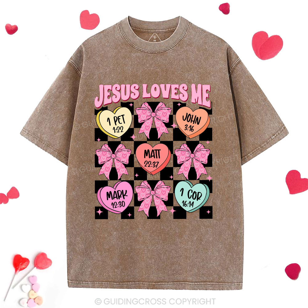 Jesus Loves Me Valentine Christian Washed T-Shirt
