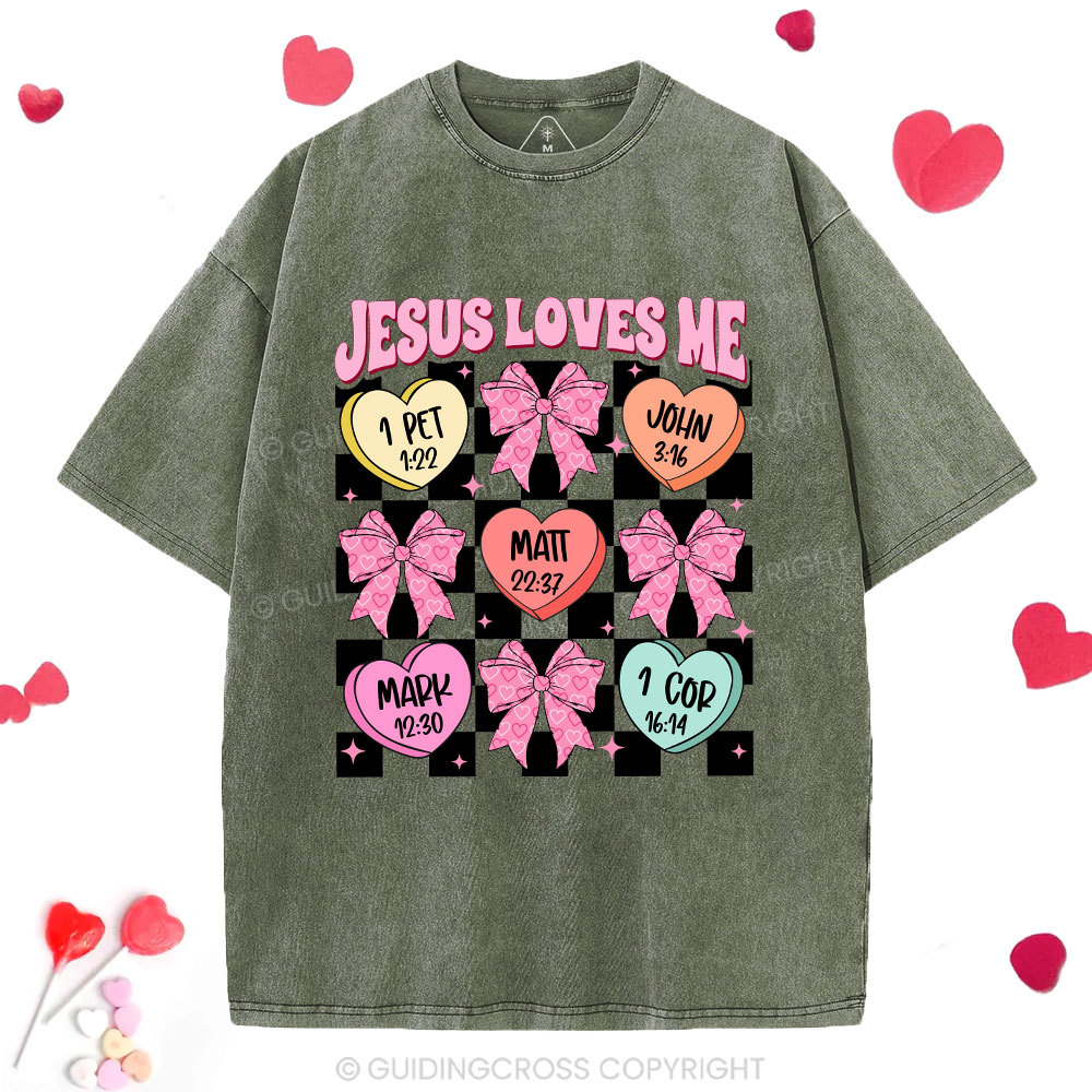 Jesus Loves Me Valentine Christian Washed T-Shirt