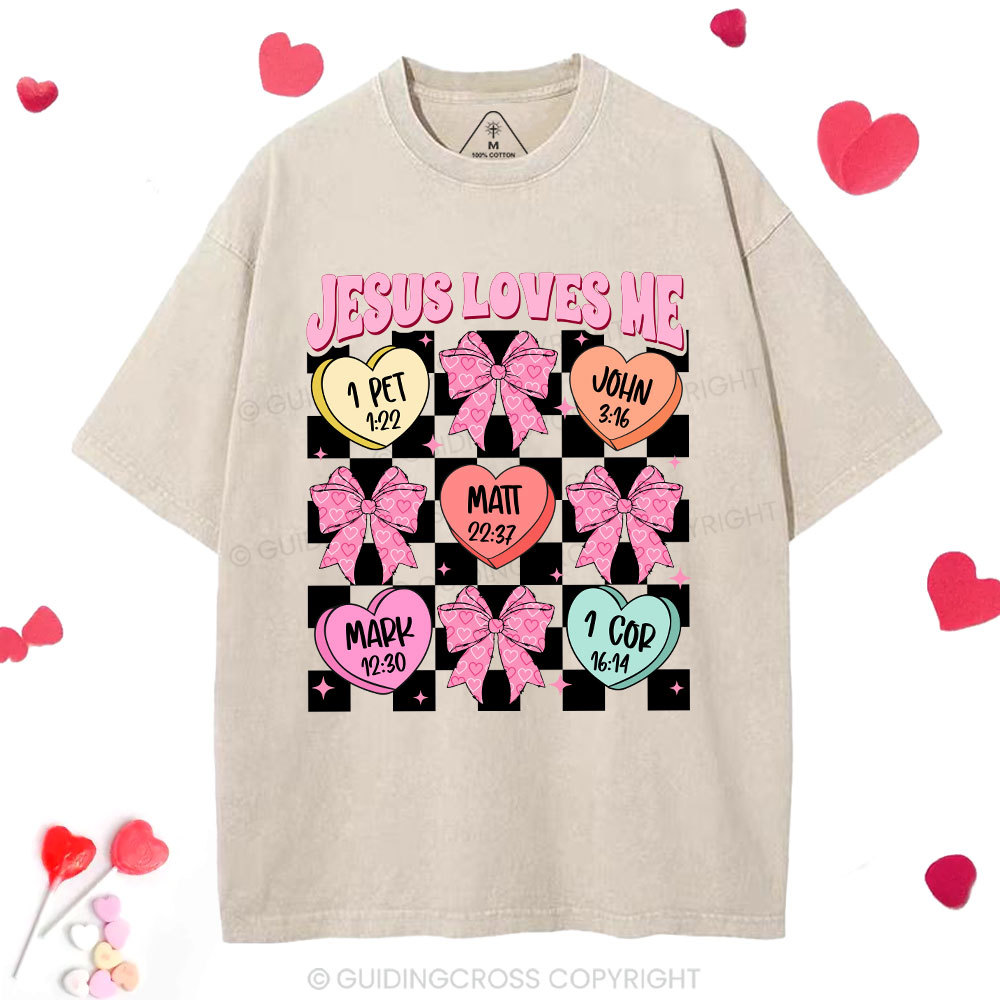 Jesus Loves Me Valentine Christian Washed T-Shirt