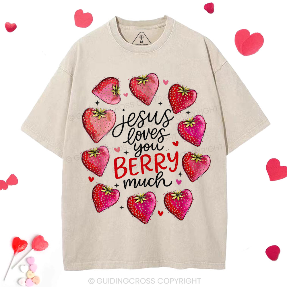 Jesus Loves You Berry Much Christian Washed T-Shirt