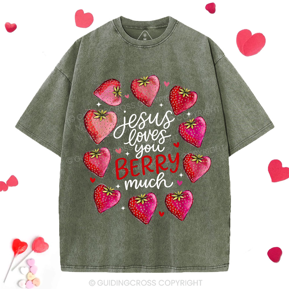 Jesus Loves You Berry Much Christian Washed T-Shirt