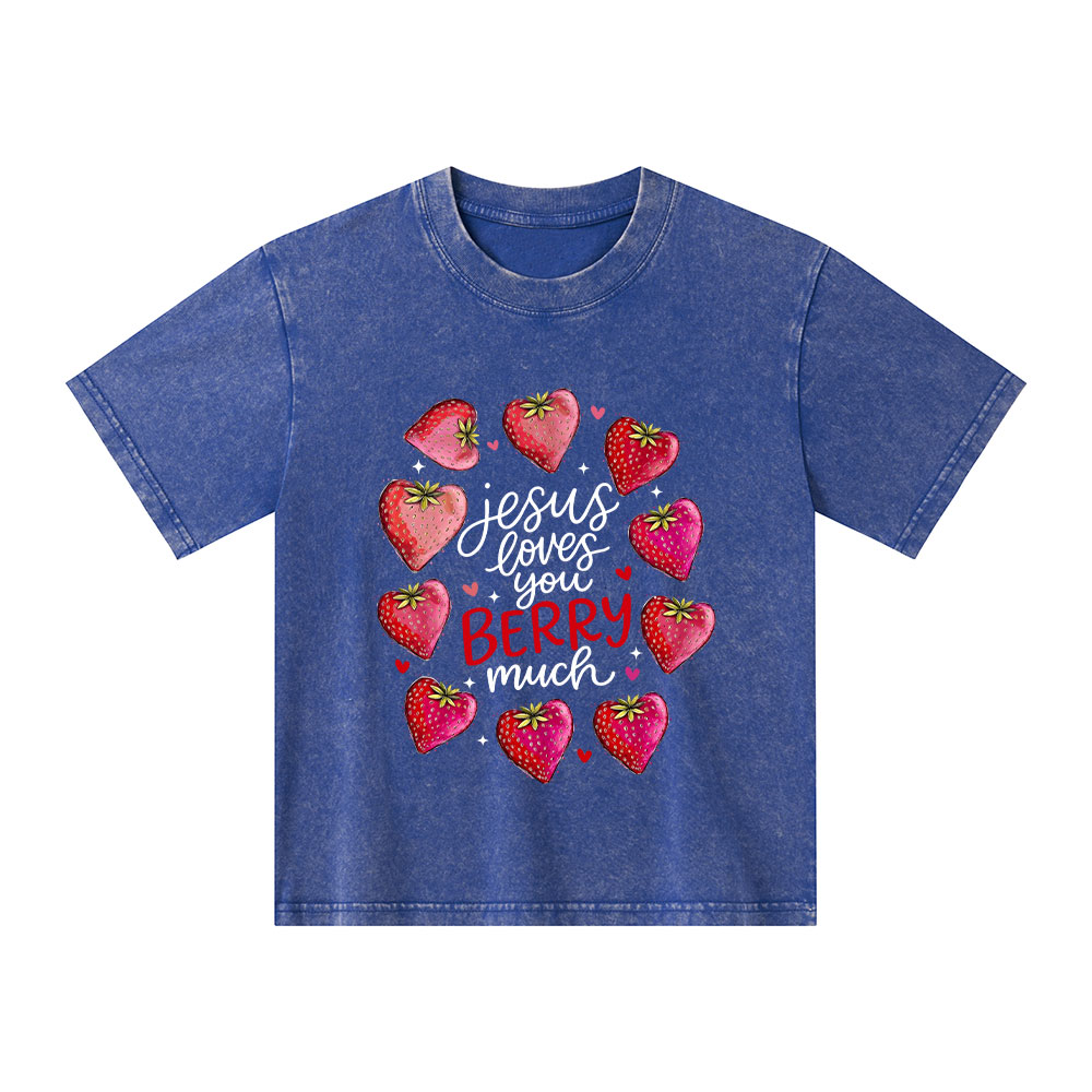 Jesus Loves You Berry Much Kid Washed T-Shirt