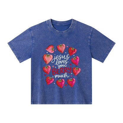 Jesus Loves You Berry Much Kid Washed T-Shirt